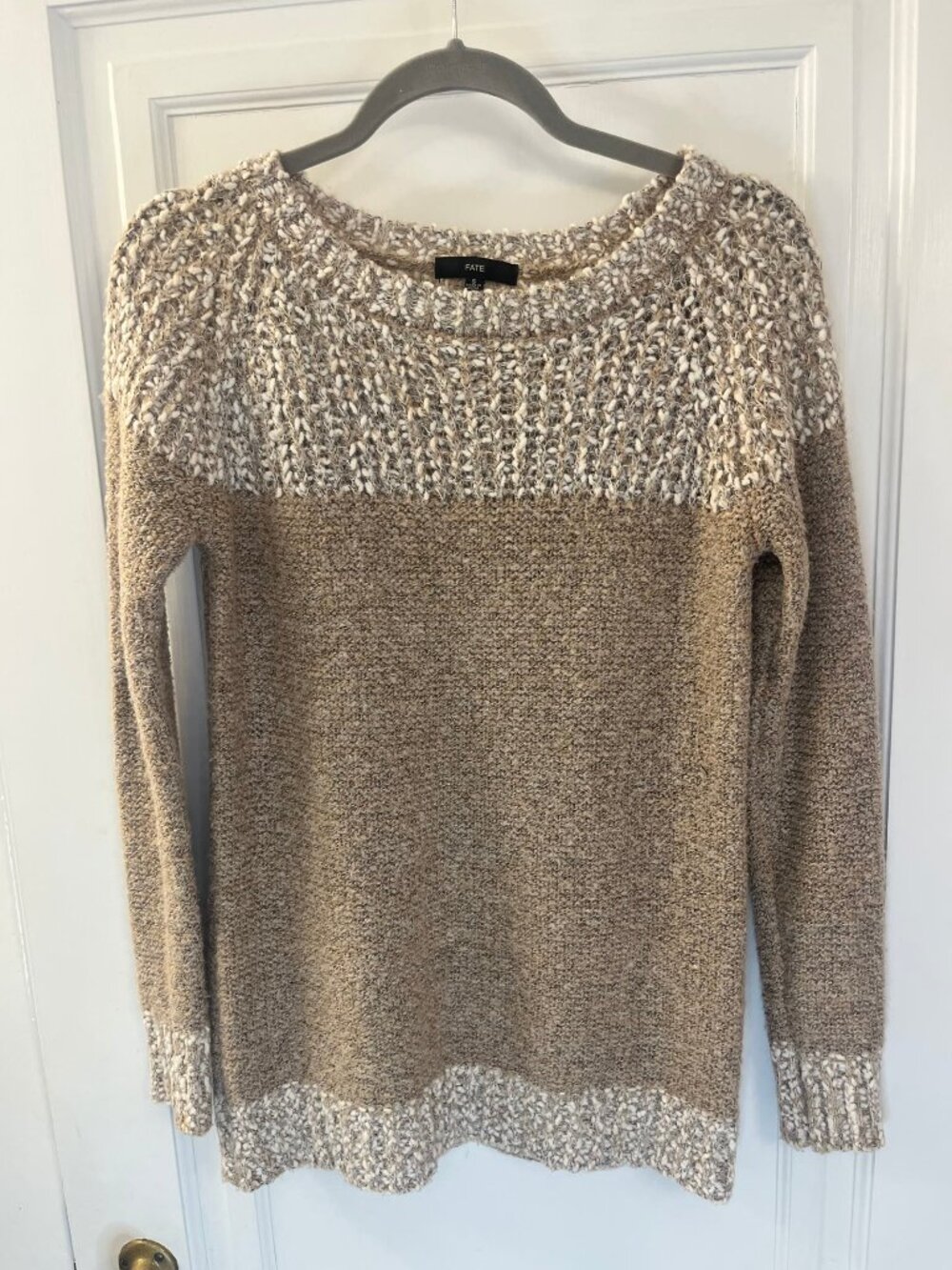 Fate Clairina White Beige Sweater Tunic Size S